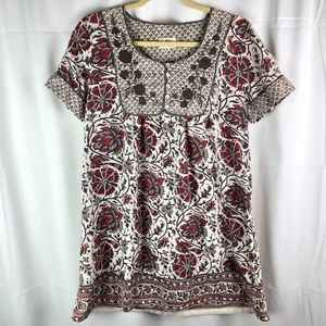 Anokhi XL Embroidered Floral Print Tunic